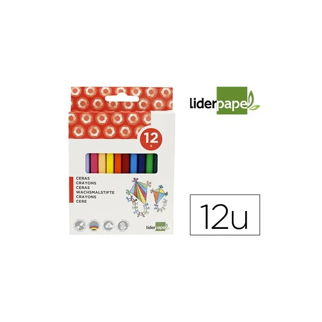 LAPICES CERA LIDERPAPEL CAJA DE 12 COLORES