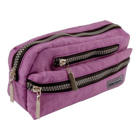 BOLSO ESCOLAR LIDERPAPEL PORTATODO OVALADO 3 BOLSILLOS VIOLETA PAST...