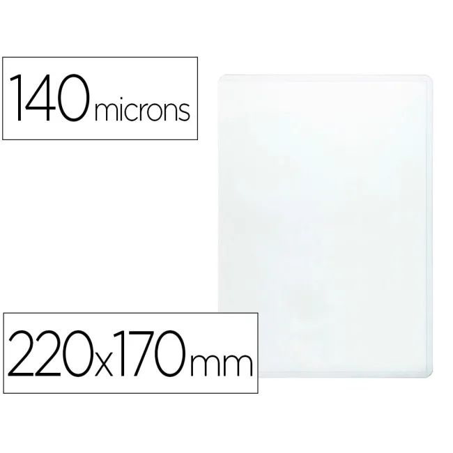 FUNDA PORTACARNET Q-CONNECT CUARTO 140 MICRAS PVC TRANSPARENTE 220X...