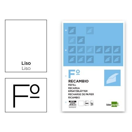 RECAMBIO LIDERPAPEL FOLIO 100 H 4TF-10 LISO 4 TALADROS