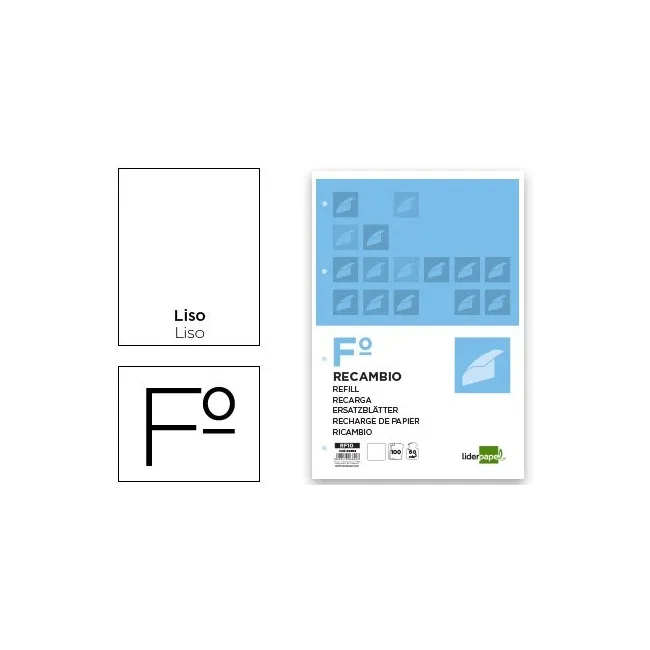 RECAMBIO LIDERPAPEL FOLIO 100 H 4TF-10 LISO 4 TALADROS