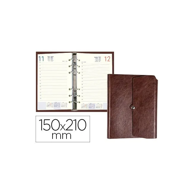 AGENDA ANILLAS LIDERPAPEL TINDE 15X21 CM DIA PAGINA MARRON SIMIL PI...