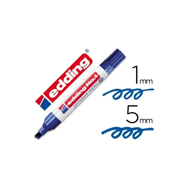 ROTULADOR EDDING MARCADOR PERMANENTE 1 AZUL -PUNTA BISELADA 5 MM RE...