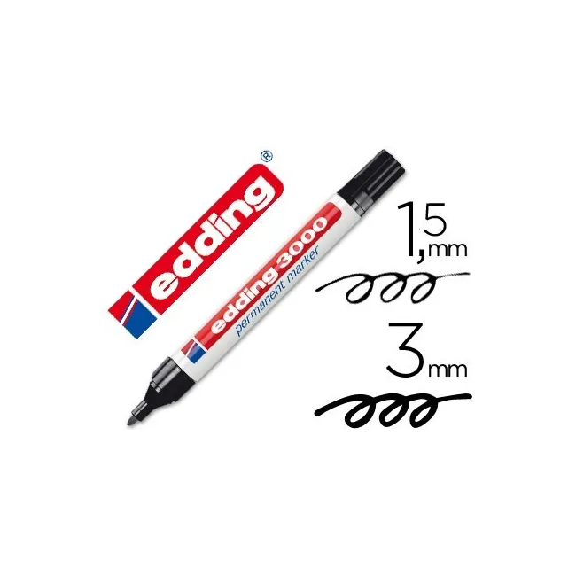 ROTULADOR EDDING MARCADOR PERMANENTE 3000 NEGRO -PUNTA REDONDA 1,5-...