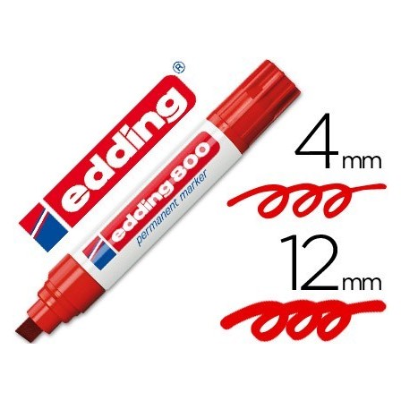 ROTULADOR EDDING MARCADOR PERMANENTE 800 ROJO -PUNTA BISELADA 12 MM