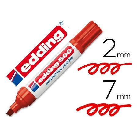 ROTULADOR EDDING MARCADOR PERMANENTE 500 ROJO -PUNTA BISELADA 7 MM