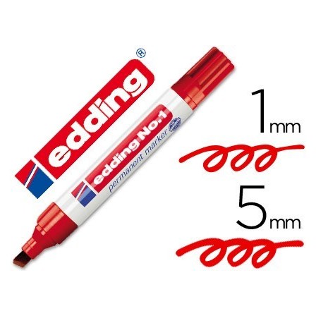 ROTULADOR EDDING MARCADOR PERMANENTE 1 ROJO -PUNTA BISELADA 5 MM