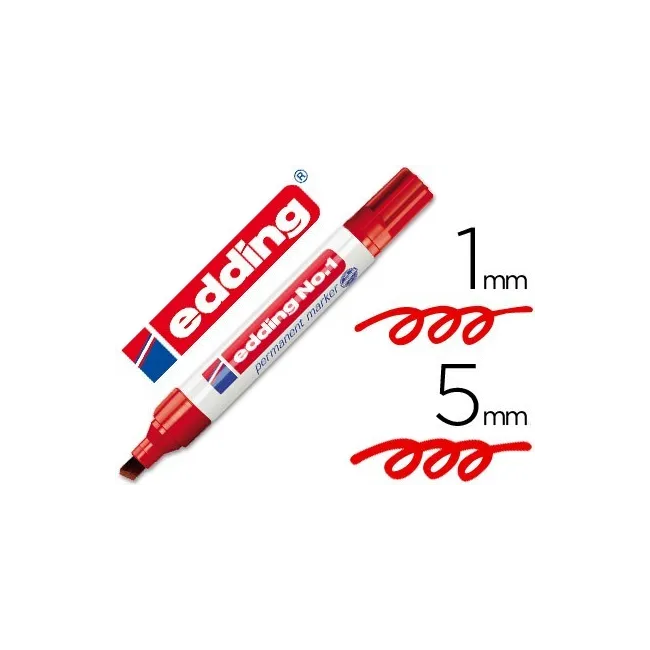 ROTULADOR EDDING MARCADOR PERMANENTE 1 ROJO -PUNTA BISELADA 5 MM