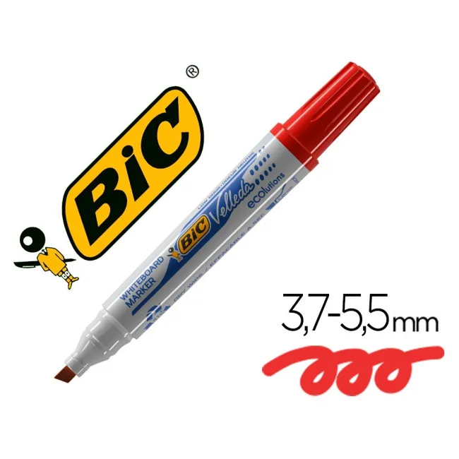 ROTULADOR BIC VELLEDA PARA PIZARRA ROJO -PUNTA BISELADA 5.9 MM