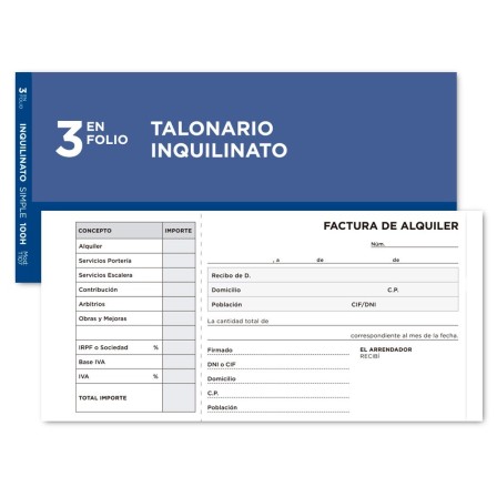 TALONARIO LIDERPAPEL INQUILI- NATO TRES DEL FOLIO 107 -CON CONDICIONES