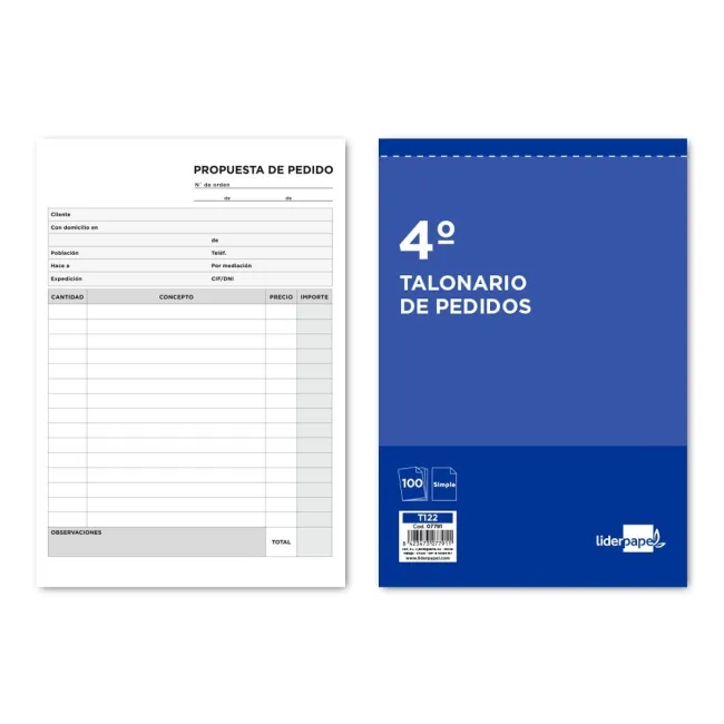 TALONARIO LIDERPAPEL PEDIDOS CUARTO 122