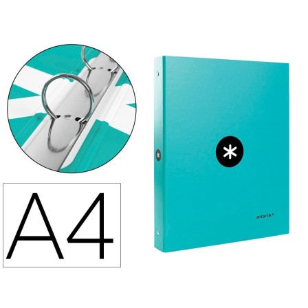 CARPETA LIDERPAPEL ANTARTIK A4 FORRADA 4 ANILLAS 25 MM REDONDAS COL...