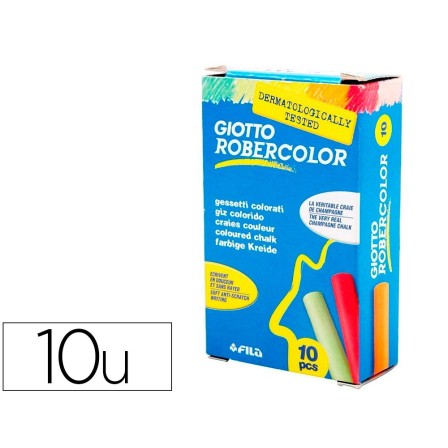 TIZA COLOR ANTIPOLVO ROBERCOLOR -CAJA DE 10 UNIDADES