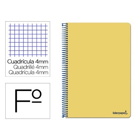 CUADERNO ESPIRAL LIDERPAPEL FOLIO SMART TAPA BLANDA 80H 60GR CUADRO...