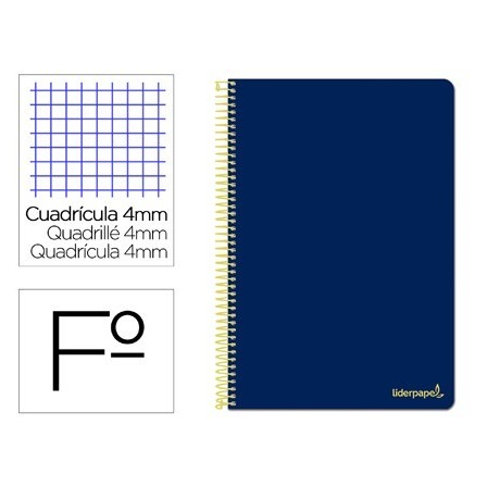 CUADERNO ESPIRAL LIDERPAPEL FOLIO SMART TAPA BLANDA 80H 60GR CUADRO...