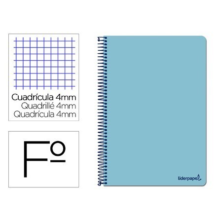 CUADERNO ESPIRAL LIDERPAPEL FOLIO SMART TAPA BLANDA 80H 60GR CUADRO...
