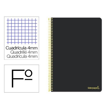 CUADERNO ESPIRAL LIDERPAPEL FOLIO SMART TAPA BLANDA 80H 60GR CUADRO...
