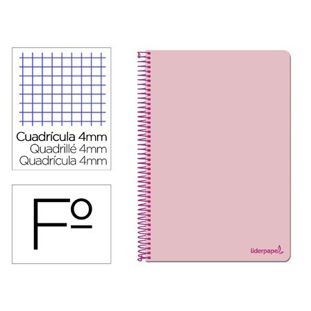 CUADERNO ESPIRAL LIDERPAPEL FOLIO SMART TAPA BLANDA 80H 60GR CUADRO...