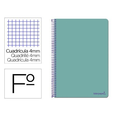 CUADERNO ESPIRAL LIDERPAPEL FOLIO SMART TAPA BLANDA 80H 60GR CUADRO...