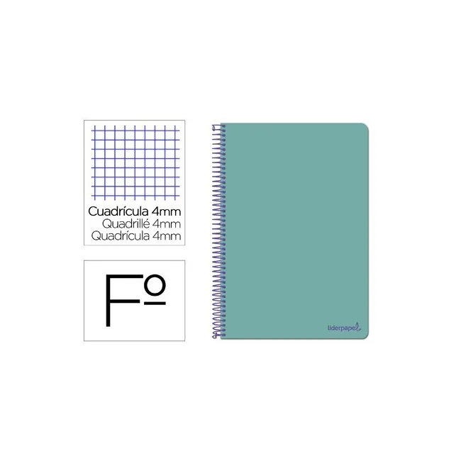 CUADERNO ESPIRAL LIDERPAPEL FOLIO SMART TAPA BLANDA 80H 60GR CUADRO...