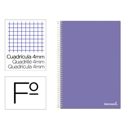 CUADERNO ESPIRAL LIDERPAPEL FOLIO SMART TAPA BLANDA 80H 60GR CUADRO...