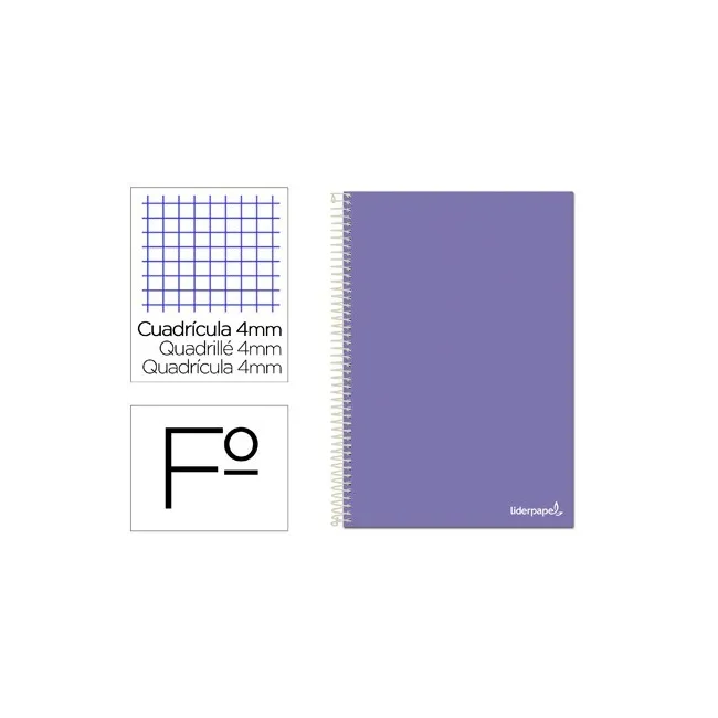 CUADERNO ESPIRAL LIDERPAPEL FOLIO SMART TAPA BLANDA 80H 60GR CUADRO...