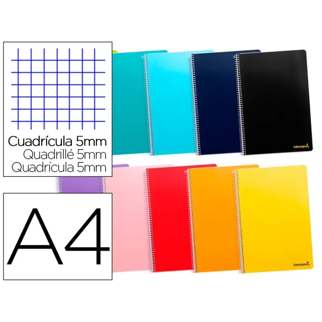 CUADERNO ESPIRAL LIDERPAPEL A4 MICRO SMART TAPA BLANDA 80H60GR CUAD...