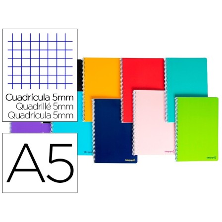 CUADERNO ESPIRAL LIDERPAPEL A5 MICRO SMART TAPA BLANDA 80H60GR CUAD...