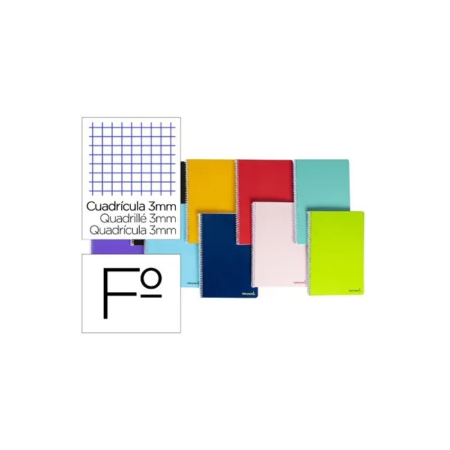 CUADERNO ESPIRAL LIDERPAPEL FOLIO SMART TAPA BLANDA 80H 60GR CUADRO...