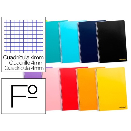 CUADERNO ESPIRAL LIDERPAPEL FOLIO SMART TAPA BLANDA 80H 60GR CUADRO...