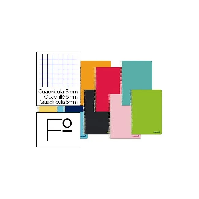 CUADERNO ESPIRAL LIDERPAPEL FOLIO SMART TAPA BLANDA 80H 60GR CUADRO...