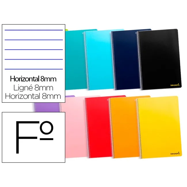 CUADERNO ESPIRAL LIDERPAPEL FOLIO SMART TAPA BLANDA 80H 60GR HORIZO...