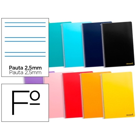 CUADERNO ESPIRAL LIDERPAPEL FOLIO SMART TAPA BLANDA 80H 60GR PAUTA ...