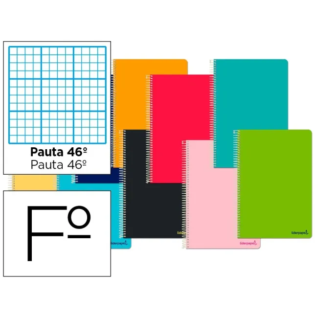 CUADERNO ESPIRAL LIDERPAPEL FOLIO SMART TAPA BLANDA 80H 60GR RAYADO...