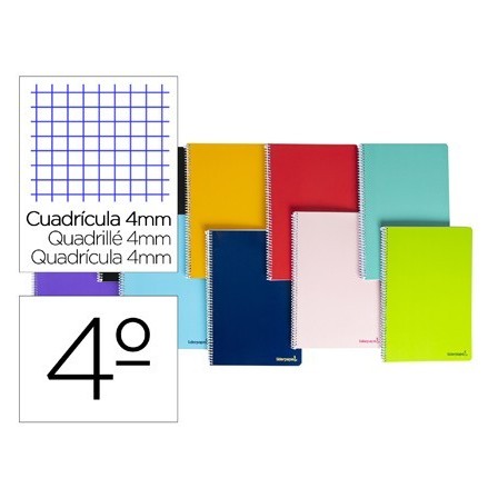 CUADERNO ESPIRAL LIDERPAPEL CUARTO SMART TAPA BLANDA 40H 60GR CUADR...
