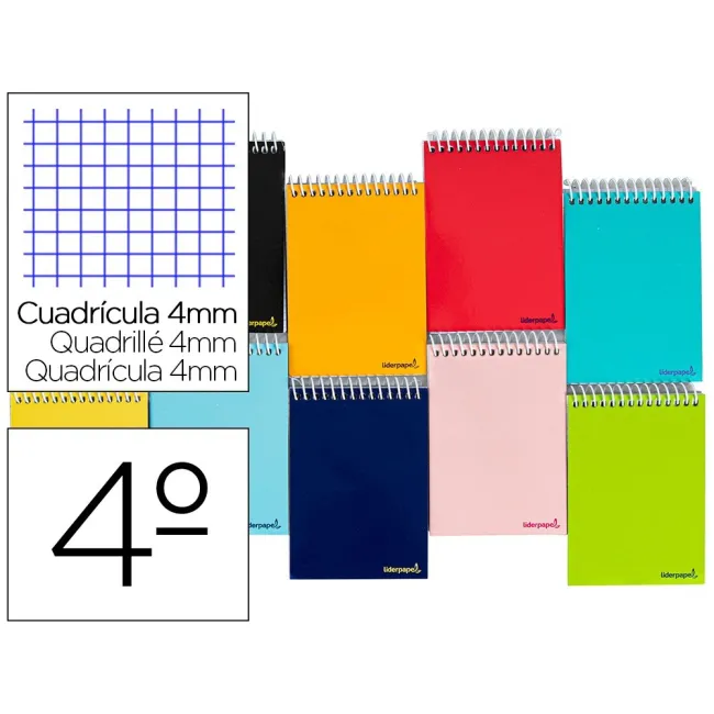 CUADERNO ESPIRAL LIDERPAPEL CUARTO APAISADO SMART TAPA BLANDA 80H 6...