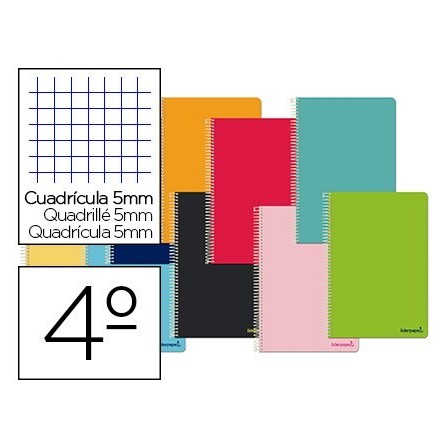 CUADERNO ESPIRAL LIDERPAPEL CUARTO SMART TAPA BLANDA 80H 60GR CUADR...