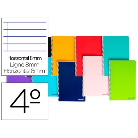 CUADERNO ESPIRAL LIDERPAPEL CUARTO SMART TAPA BLANDA 80H 60GR HORIZ...