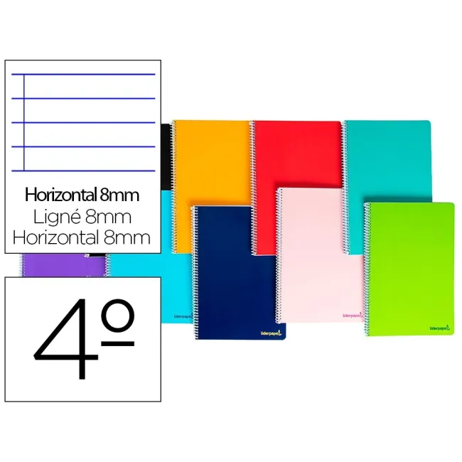 CUADERNO ESPIRAL LIDERPAPEL CUARTO SMART TAPA BLANDA 80H 60GR HORIZ...