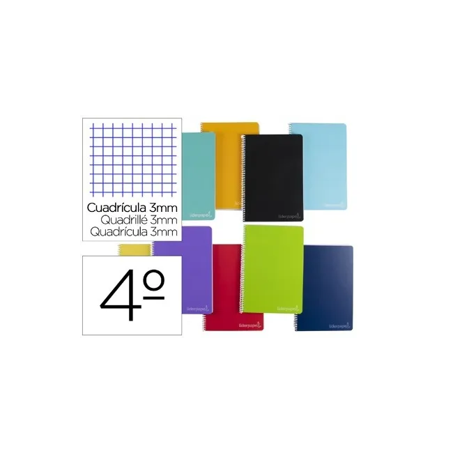 CUADERNO ESPIRAL LIDERPAPEL CUARTO WITTY TAPA DURA 80H 75GR CUADRO ...
