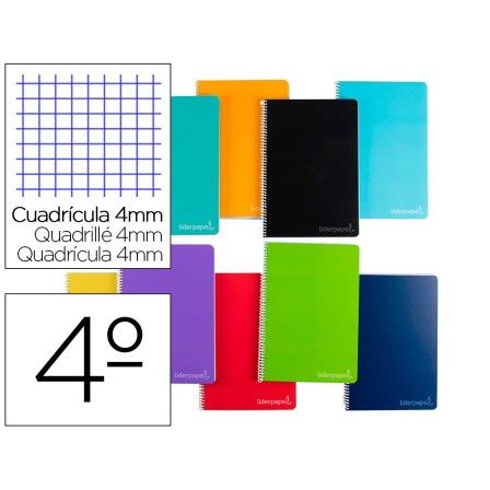 CUADERNO ESPIRAL LIDERPAPEL CUARTO WITTY TAPA DURA 80H 75GR CUADRO ...