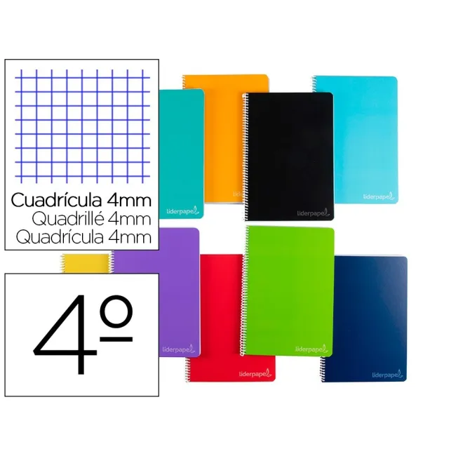 CUADERNO ESPIRAL LIDERPAPEL CUARTO WITTY TAPA DURA 80H 75GR CUADRO ...