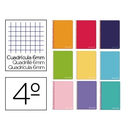 CUADERNO ESPIRAL LIDERPAPEL CUARTO WITTY TAPA DURA 80H 75GR CUADRO ...