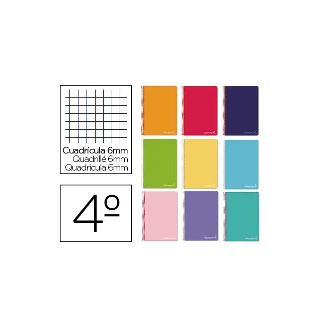 CUADERNO ESPIRAL LIDERPAPEL CUARTO WITTY TAPA DURA 80H 75GR CUADRO ...