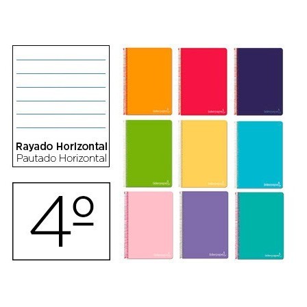 CUADERNO ESPIRAL LIDERPAPEL CUARTO WITTY TAPA DURA 80H 75GR RAYADO ...