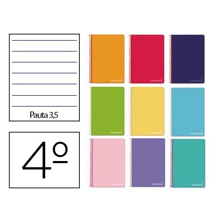 CUADERNO ESPIRAL LIDERPAPEL CUARTO WITTY TAPA DURA 80H 75GR PAUTA A...