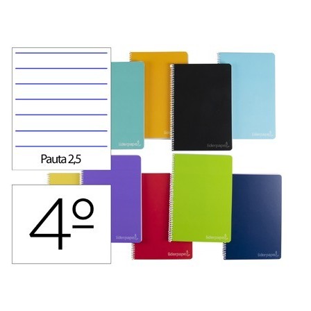 CUADERNO ESPIRAL LIDERPAPEL CUARTO WITTY TAPA DURA 80H 75GR PAUTA E...