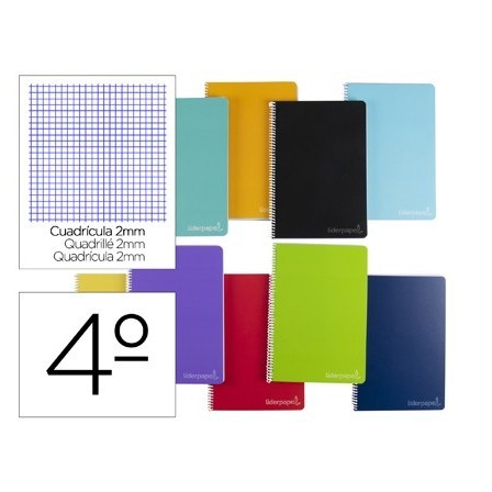 CUADERNO ESPIRAL LIDERPAPEL CUARTO WITTY TAPA DURA 80H 75GR MILIMET...