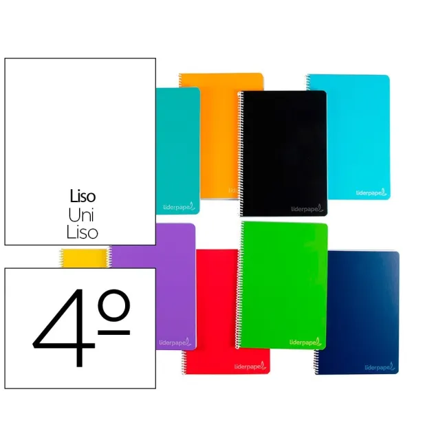 CUADERNO ESPIRAL LIDERPAPEL CUARTO WITTY TAPA DURA 80H 75GR LISO SI...