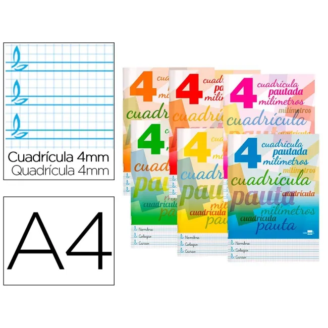 LIBRETA LIDERPAPEL PAUTAGUIA TAPA CARTONCILLO 32 HOJAS DIN A4 70 GR...